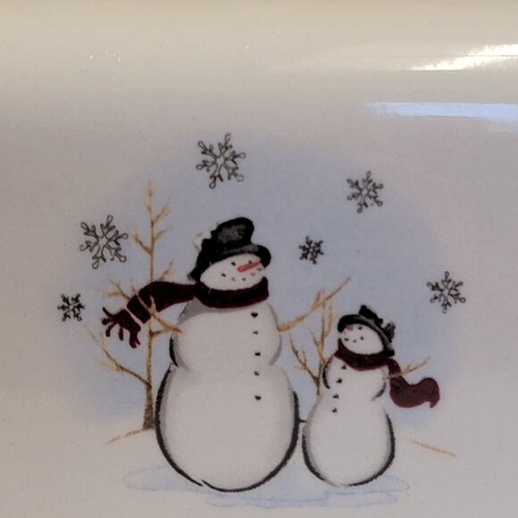 VTG 90s Royal Seasons Butter Dish‎ Holiday Snowmen Christmas 2 Pc Stoneware - Picture 3 of 7